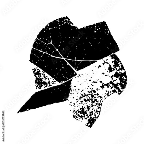 Vector Abstract fragmented leaf in monochrome.