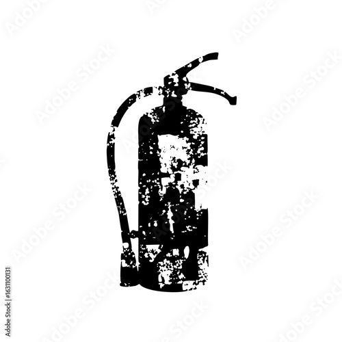 Vector Distressed black fire extinguisher