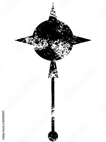 Vector Stylized starburst compass with a long handle.
