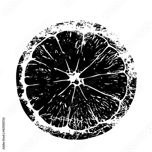 Vector Black and White Citrus Slice