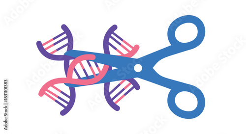 Gene Editing Illustration Showcasing CRISPR Technology for Scientific Research, Biotechnology Advancements, and Medical Innovations in Genetic Engineering