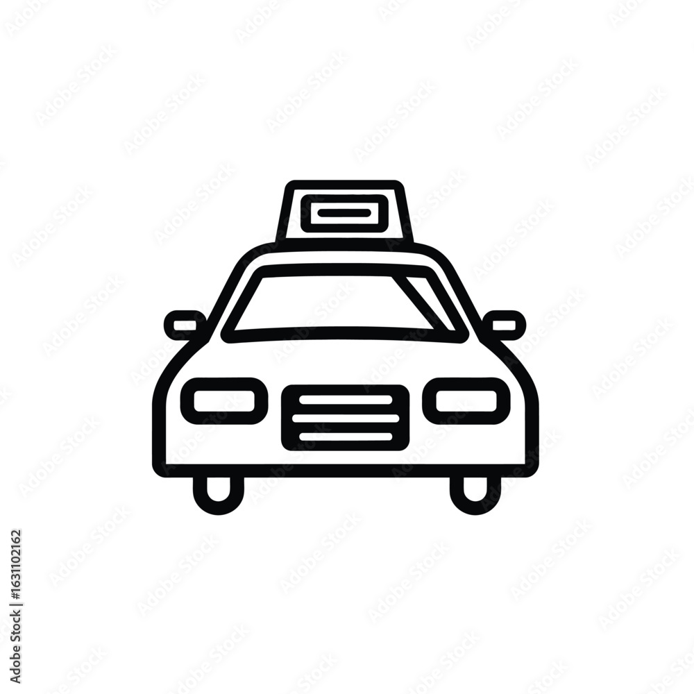 Taxi Cab Vehicle Outlines with Transparent Background, Simple Black Line Icon Design Taxi Cab Vehicle Outlines with Transparent Background, Simple Black Line Icon Design