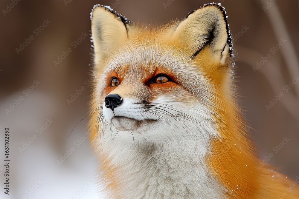 Obraz premium Close-up of a red fox in winter