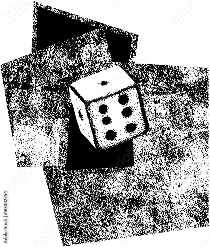 Vector Geometric die with scattered playing cards.