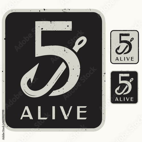 5 alive with hook themed vintage design.