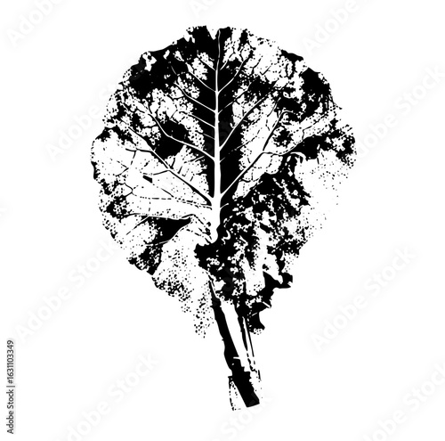 Vector Detailed black leaf showcases natural botanical elements.
