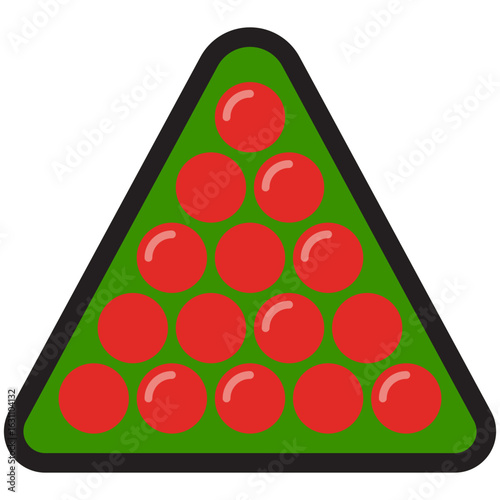 snooker or billiard in triangle or ball rack for cue game flat icon