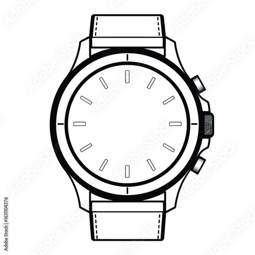 Watch With Transparent Background, Band, Timepiece, Outline, and Design