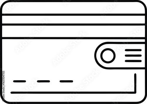 Simple Black Line Art Credit Card Icon:  Modern, Minimalist, Financial Design