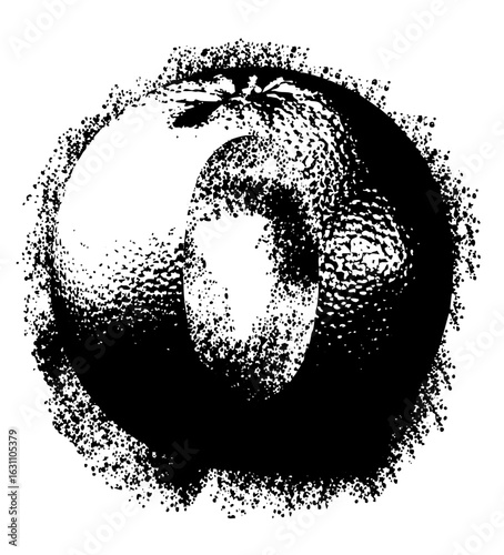Vector Intertwined Yin Yang Symbol with Textured Effect