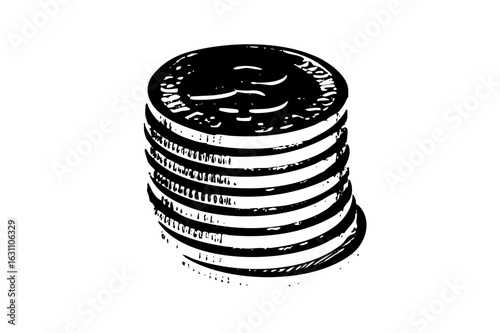 Vector Stacked coins depicts a tower of currency.