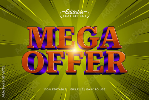 mega offer editable text effect with a sale and discount text style