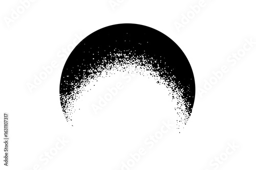 Vector Abstract halftone arc creates a dissolving shape.