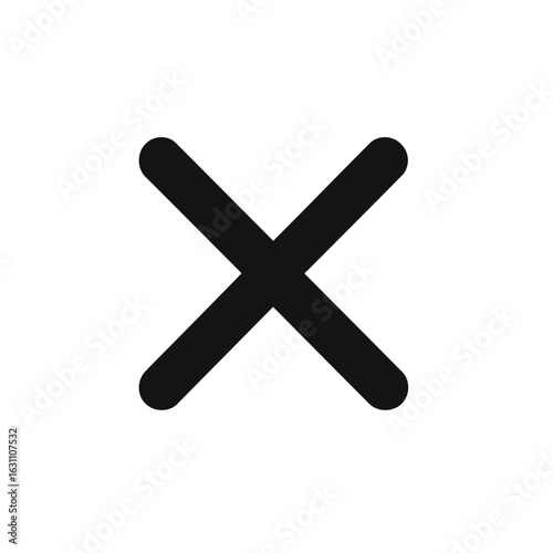 Black Thick Rounded X Mark Symbol on White Background Elimination Icon