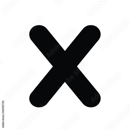 Bold Black X Mark on a White Background for Symbolism or Design Use