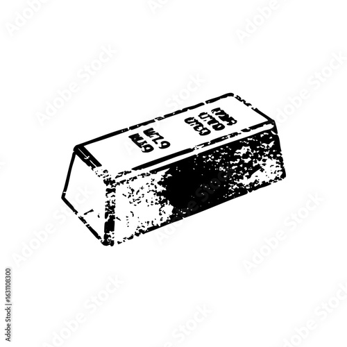 Vector Distressed gold bar with alphanumeric markings.