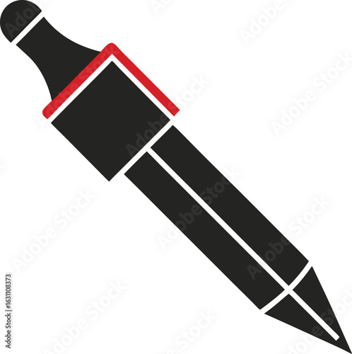 Black and red eyedropper tool isolated on white background