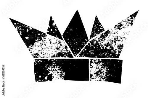 Vector Distressed black crown with jagged edges.