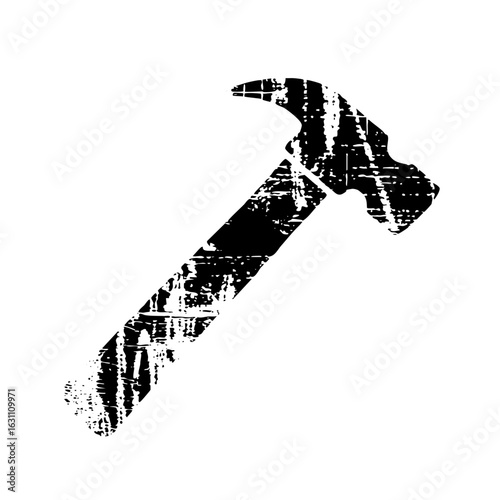 Vector Black silhouette of a hammer tool .