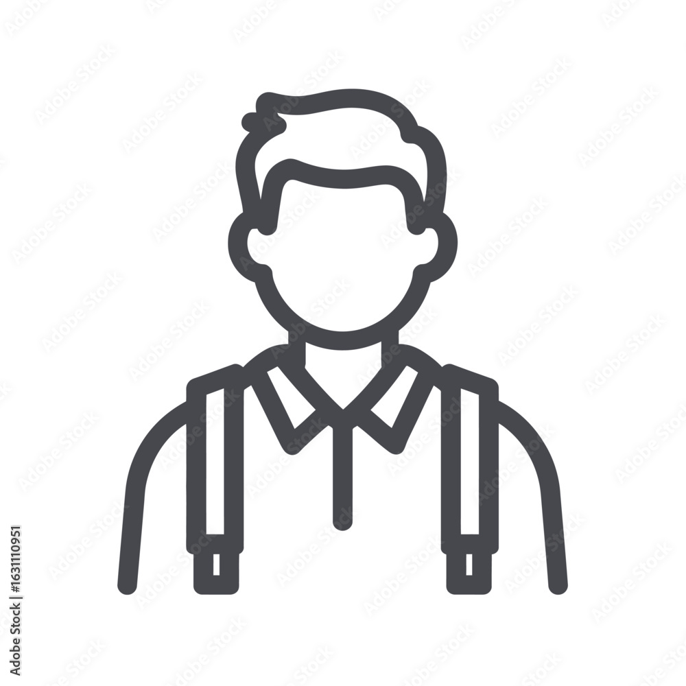 Man Portrait Outline Icon with Suspenders and Polo Shirt on Man Portrait Outline Icon with Suspenders and Polo Shirt on