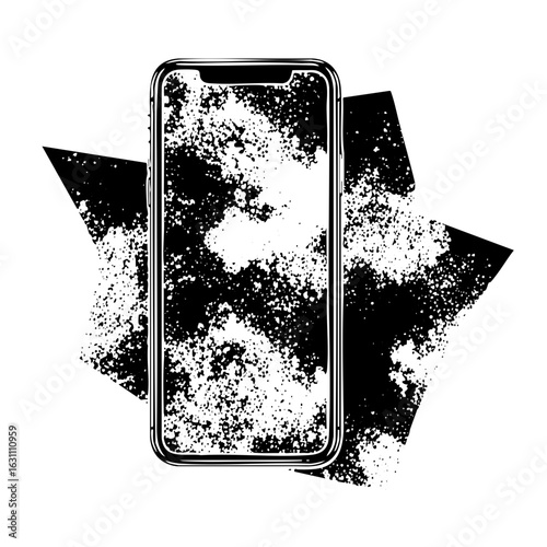 Vector Abstract smartphone with distressed texture.