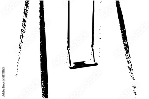 Vector Minimalist swing set with dark textured lines.