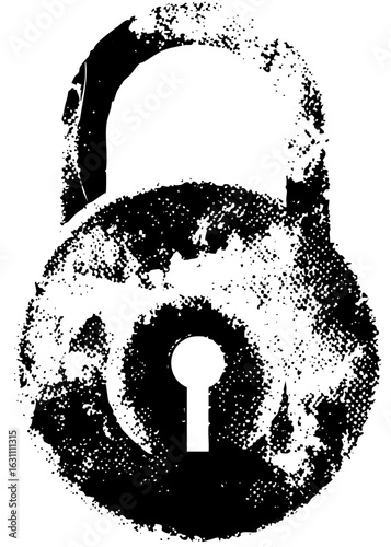 Vector Distressed padlock with keyhole.