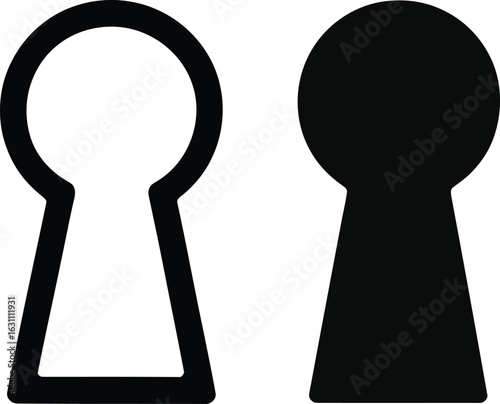 Two Keyhole Icons One Outline One Solid Black lock door