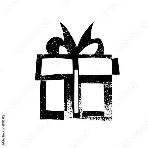 Vector Black and white of a gift box with a bow.