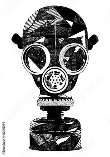 Vector Detailed vector of a vintage gas mask with intricate .