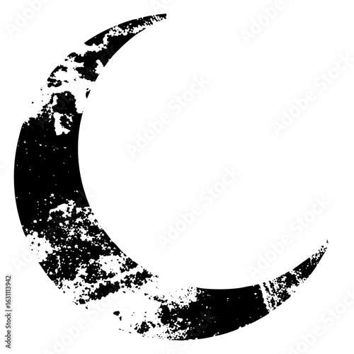 Vector Distressed moon with a grunge texture.