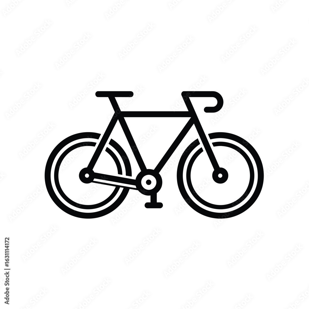 Simple Black and White Bicycle Icon Illustration on a White Background