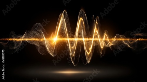 A digital representation of sound waves in motion, vibrant colors illustrating frequency and amplitude,
