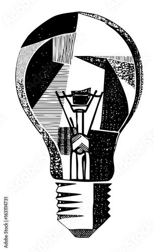 Vector Detailed vector of a lightbulb with internal components.