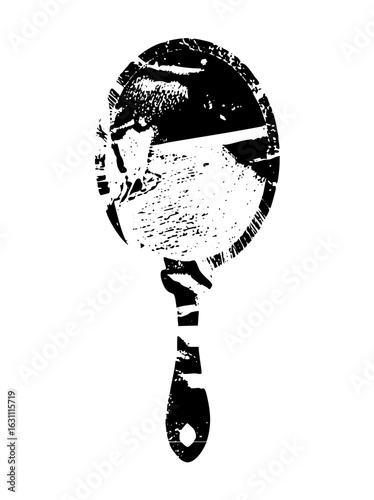 Vector Monochrome portrait of a pensive man within a droplet shape.