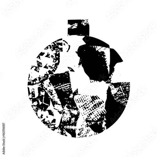 Vector Abstract perfume bottle in monochrome style.