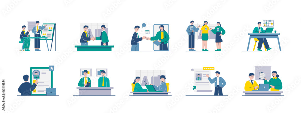 Fototapeta premium Internship illustrations set. Flat vector illustration concept.