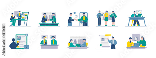 Internship illustrations set. Flat vector illustration concept.