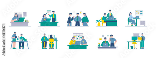 Internship illustrations set. Flat vector illustration concept.