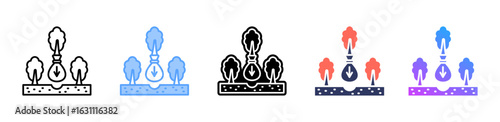 Reforestation icon sheet multiple style collection