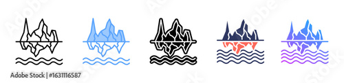 Glaciers icon sheet multiple style collection