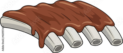 Cartoon illustration of delicious ribs