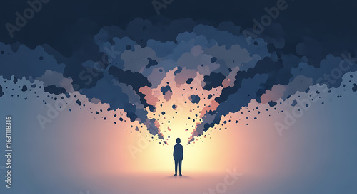 Overwhelmed: A Silhouette Against Emotional Turmoil