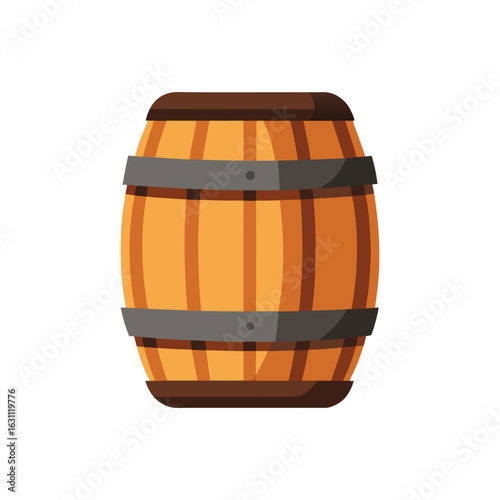  Flat and Minimal The Wooden Barrel icon vector illustration 