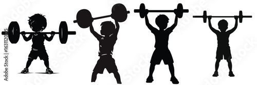 female weightlifting silhouettes in action for gym and health illustrations