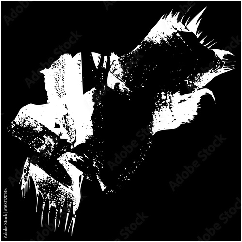 Vector Abstract floral burst with jagged edges and dripping elements.