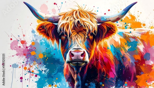 Wallpaper Mural Colorful Highland Cow Portrait Torontodigital.ca