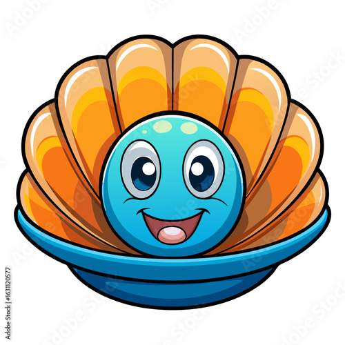 Isolated icon of sea creature shell, sea life, icon for logo or website, app, underwater animal. Simple cartoon vector icon of exotic marine organism or shellfish.