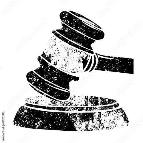 Vector Distressed gavel symbolizes legal justice and authority.