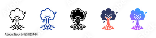 Rooted Tree icon sheet multiple style collection